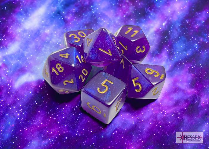 CHX27587 - Borealis Royal Purple/gold Luminary Polyhedral 7-Dice Set