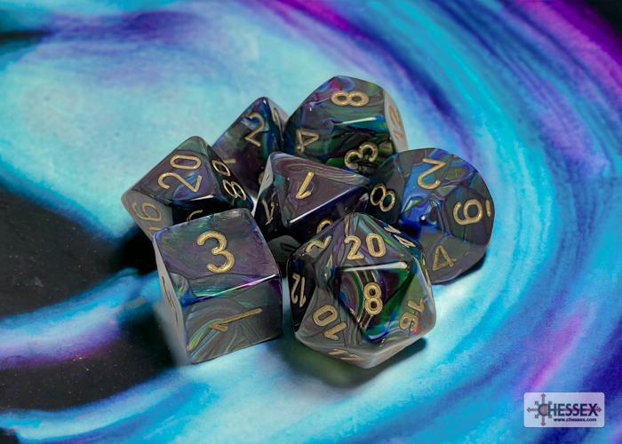 CHX27499 - Lustrous Shadow/gold Polyhedral 7-Dice Set