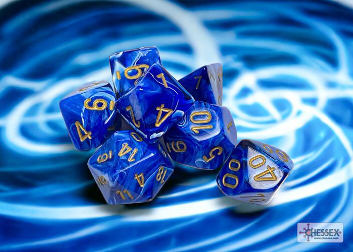 CHX27436 - Vortex Blue/gold Polyhedral 7-Dice Set