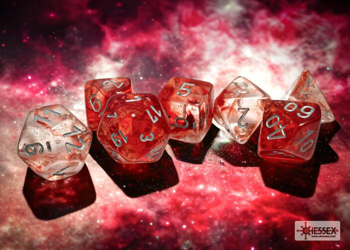 CHX27554 - Nebula Red/silver Luminary Polyhedral 7-Dice Set