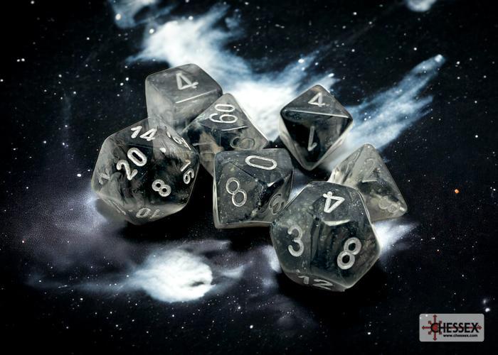 CHX27578 - Borealis Light Smoke/silver Luminary Polyhedral 7-Dice Set