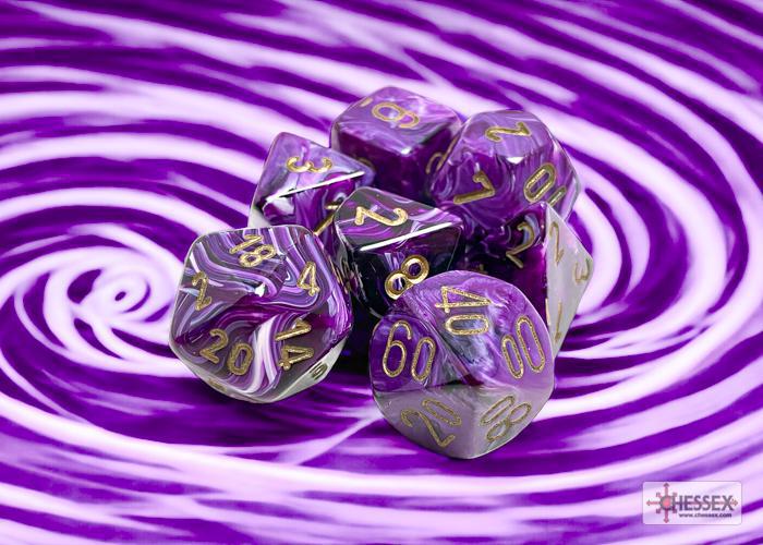 CHX27437 - Vortex Purple/gold Polyhedral 7-Dice Set