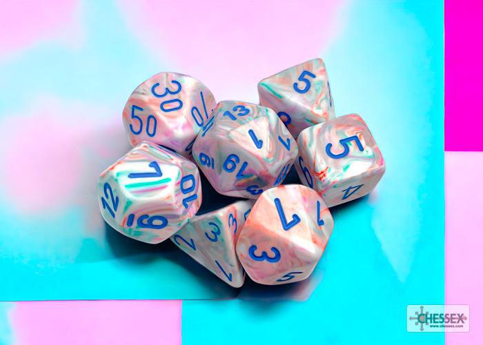 CHX27544 - Festive Pop Art/blue Polyhedral 7-Dice Set