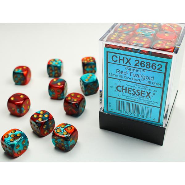 CHX26862 - Gemini: Red-Teal/Gold 12mm