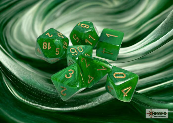 CHX27435 - Vortex Green/gold Polyhedral 7-Dice Set