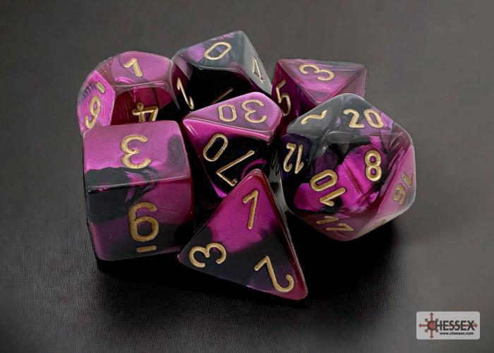 CHX26440 - Gemini Black-Purple/gold Polyhedral 7-Dice Set