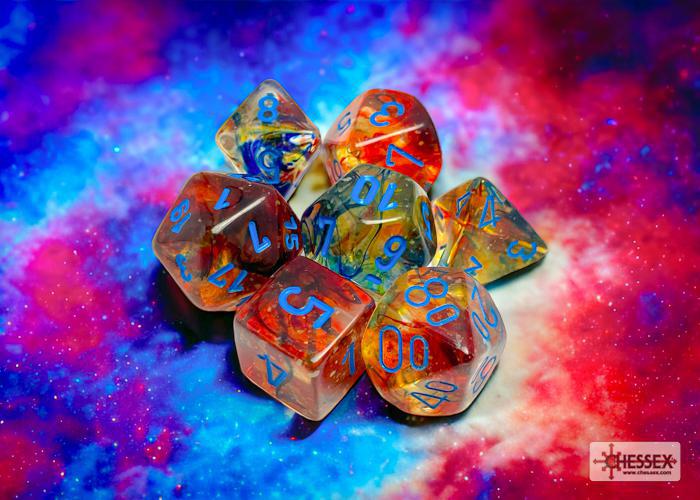 CHX27559 - Nebula Primary/blue Luminary Polyhedral 7-Dice Set