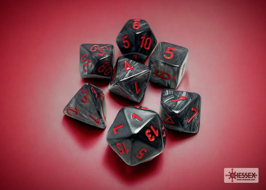 CHX27478 - Velvet Black/red Polyhedral 7-Dice Set