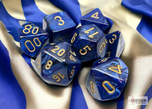 CHX27427 - Scarab Royal Blue/gold Polyhedral 7-Dice Set