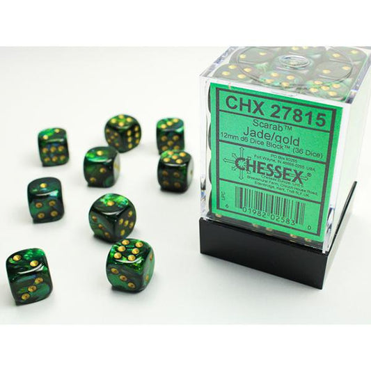 CHX27815 - Scarab: Jade/Gold 12mm