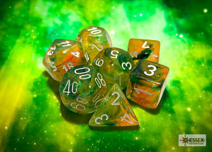 CHX27555 - Nebula Spring/white Luminary Polyhedral 7-Dice Set