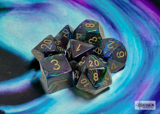 CHX27499 - Lustrous Shadow/gold Polyhedral 7-Dice Set