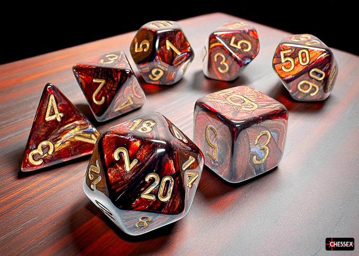 CHX22419 - Scarab Mega-hedral Blue Blood/gold 7-Die Set
