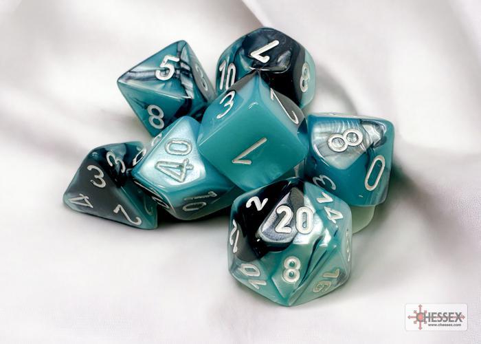 CHX26446 - Gemini Black-Shell/white Polyhedral 7-Dice Set