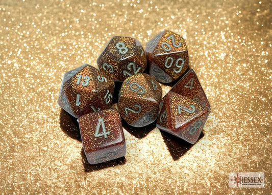 CHX27503 - Glitter Gold/silver Polyhedral 7-Dice Set