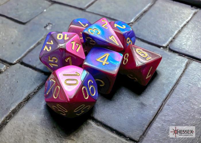 CHX26428 - Gemini Blue-Purple/gold Polyhedral 7-Dice Set