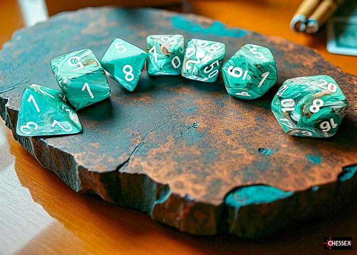 CHX22403 - Marble Mega-hedral Oxi-Copper/white 7-Die Set
