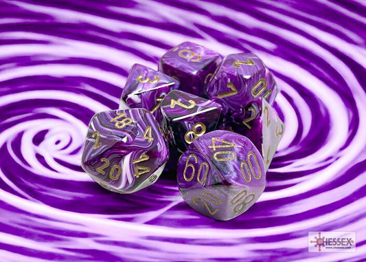 CHX27437 - Vortex Purple/gold Polyhedral 7-Dice Set