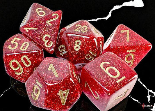 CHX22504 - Glitter Mega-hedral Ruby/gold 7-Die Set