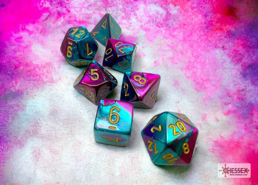 CHX26449 - Gemini Purple-Teal/gold Polyhedral 7-Dice Set