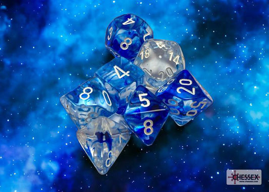 CHX27466 - Nebula Dark Blue/white Polyhedral 7-Dice Set