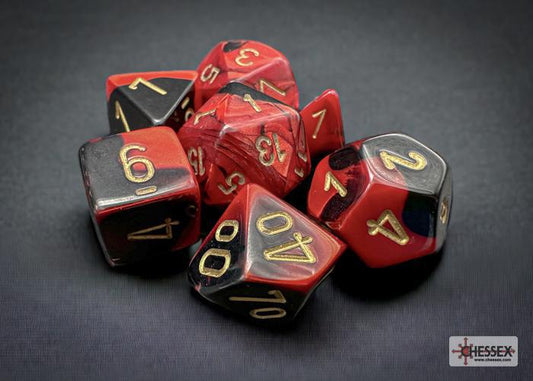 CHX26433 - Gemini Black-Red/gold Polyhedral 7-Dice Set
