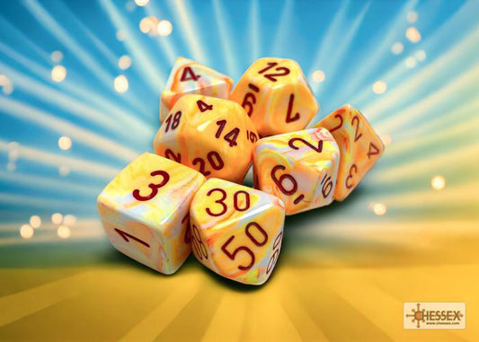 CHX27453 - Festive Sunburst/red Polyhedral 7-Dice Set