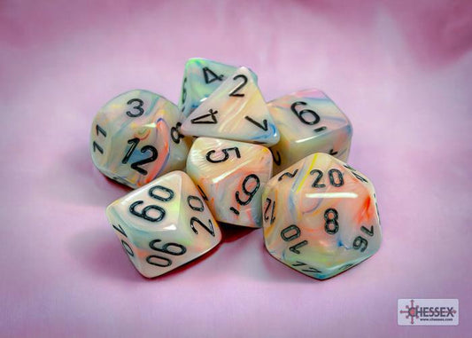 CHX27442 - Festive Circus/black Polyhedral 7-Dice Set
