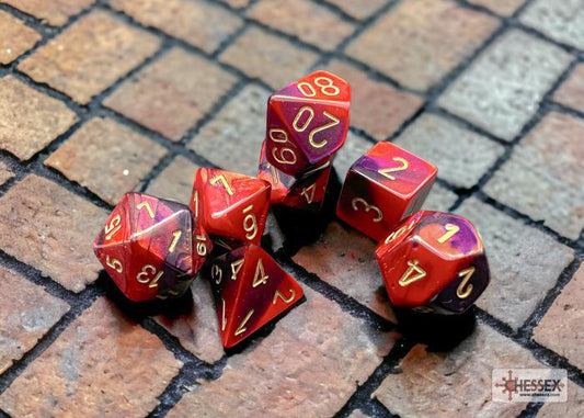 CHX26426 - Gemini Purple-Red/gold Polyhedral 7-Dice Set