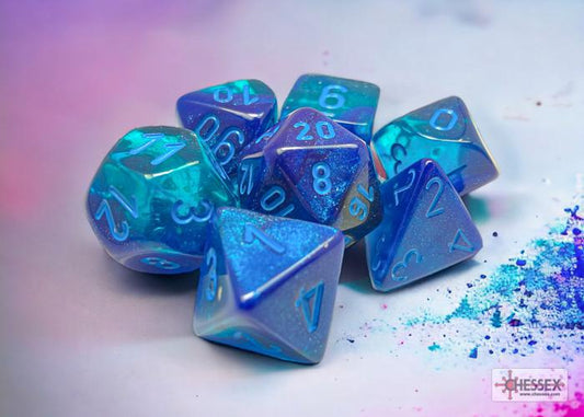 CHX26463 - Gemini Blue-Blue/light blue Luminary Polyhedral 7-Dice Set