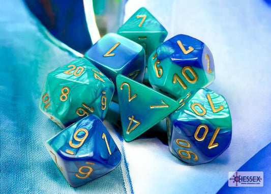 CHX26459 - Gemini Blue-Teal/gold Polyhedral 7-Dice Set