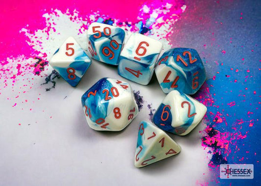 CHX26457 - Gemini Astral Blue-White/red Polyhedral 7-Dice Set