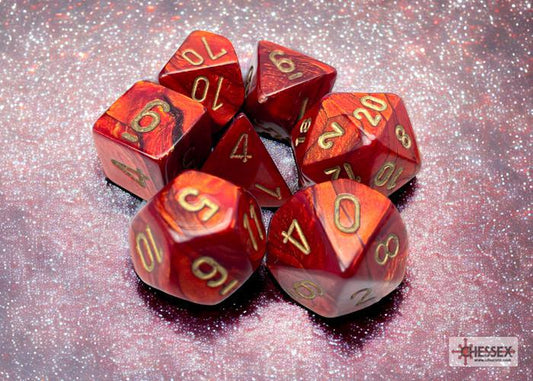 CHX27414 - Scarab Scarlet/gold Polyhedral 7-Dice Set