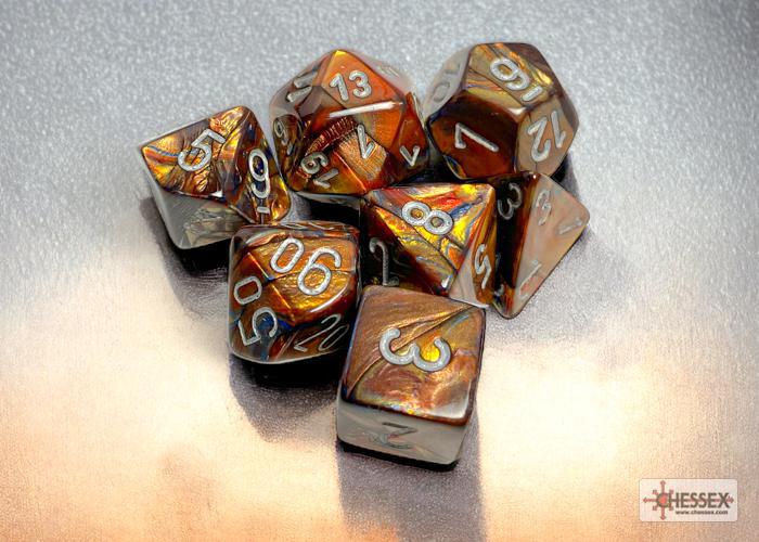 CHX27493 - Lustrous Gold/silver Polyhedral 7-Dice Set