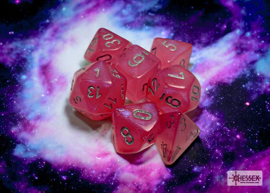 CHX27584 - Borealis Pink/silver Luminary Polyhedral 7-Dice Set