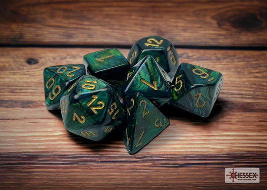 CHX27415 - Scarab Jade/gold Polyhedral 7-Dice Set