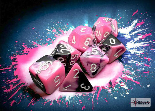 CHX26430 - Gemini Black-Pink/white Polyhedral 7-Dice Set