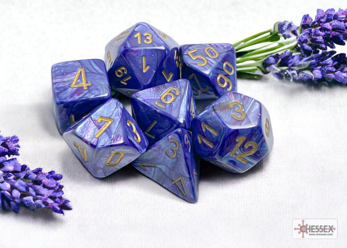 CHX27497 - Lustrous Purple/gold Polyhedral 7-Dice Set
