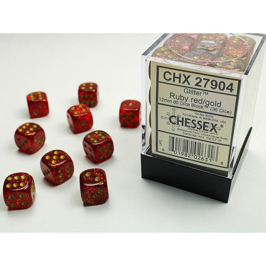CHX27904 - Glitter: Ruby/Gold 12mm