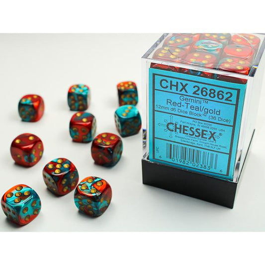 CHX26862 - Gemini: Red-Teal/Gold 12mm