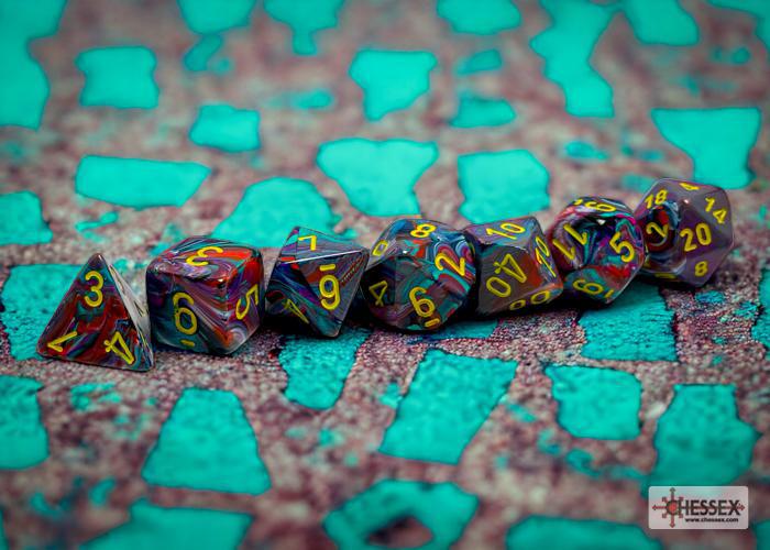 CHX27450 - Festive Mosaic/yellow Polyhedral 7-Dice Set