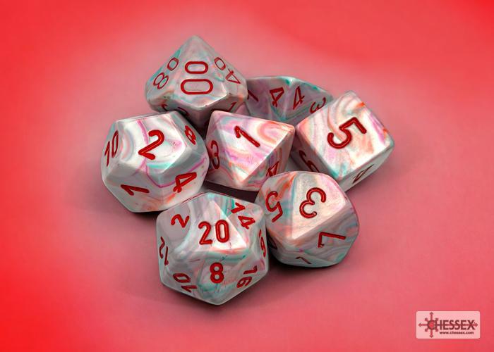 CHX27539 - Festive Pop Art/red Polyhedral 7-Dice Set