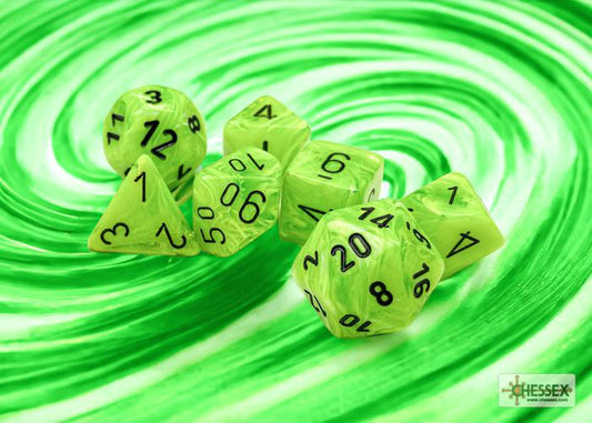 CHX27430 - Vortex Bright Green/black Polyhedral 7-Dice Set