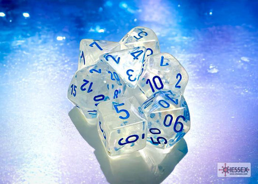 CHX27581 - Borealis Icicle/light blue Luminary Polyhedral 7-Dice Set