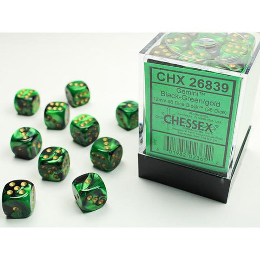 CHX26839 - Gemini: Black-Green/Gold 12mm
