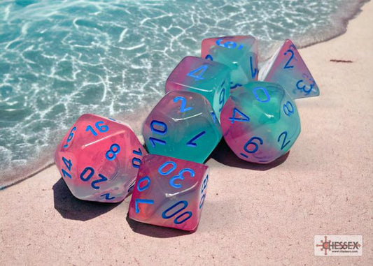 CHX26464 - Gemini Gel Green-Pink/blue Luminary Polyhedral 7-Dice Set