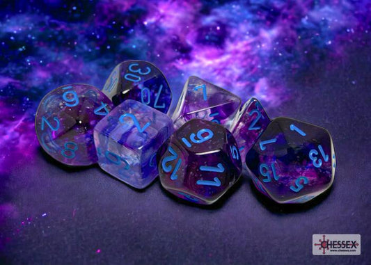 CHX27557 - Nebula Nocturnal/blue Luminary Polyhedral 7-Dice Set