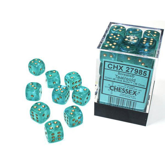 CHX27985 - Borealis Luminary: Teal/Gold 12mm