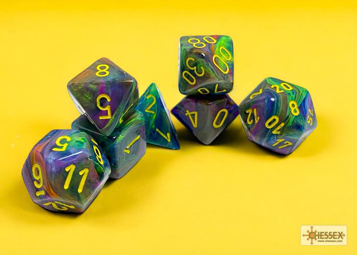 CHX27449 - Festive Rio/yellow Polyhedral 7-Dice Set