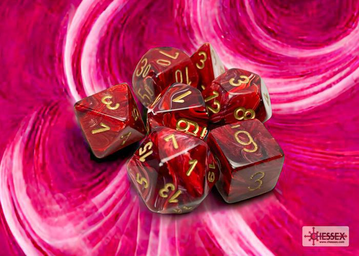 CHX27434 - Vortex Burgundy/gold Polyhedral 7-Dice Set